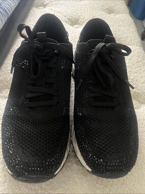 ZARA Black Knit Rhinestone Embellished Sneakers
